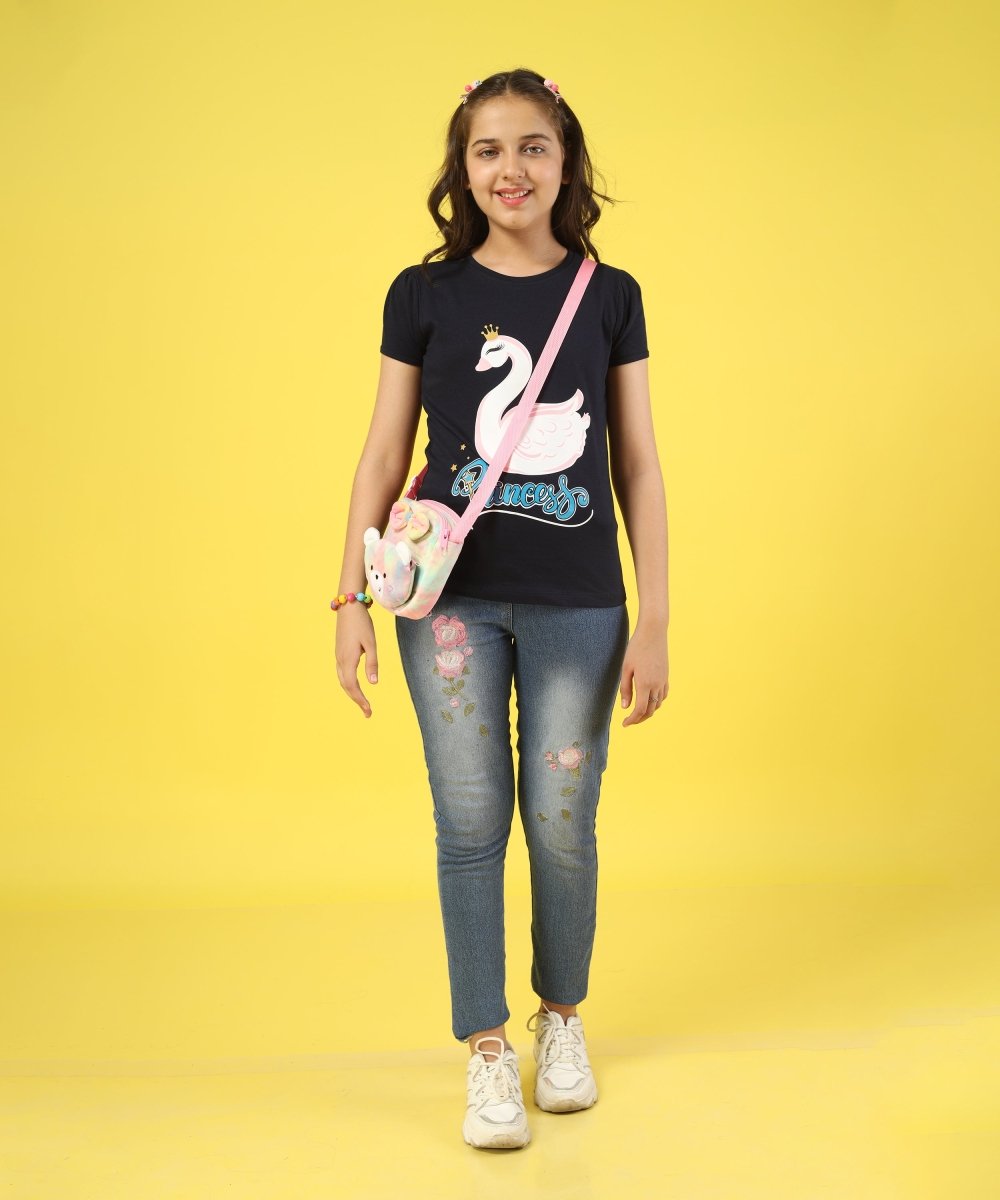 Girls Sequence Half Sleeve T-shirt - KYDA ONLINE STORE