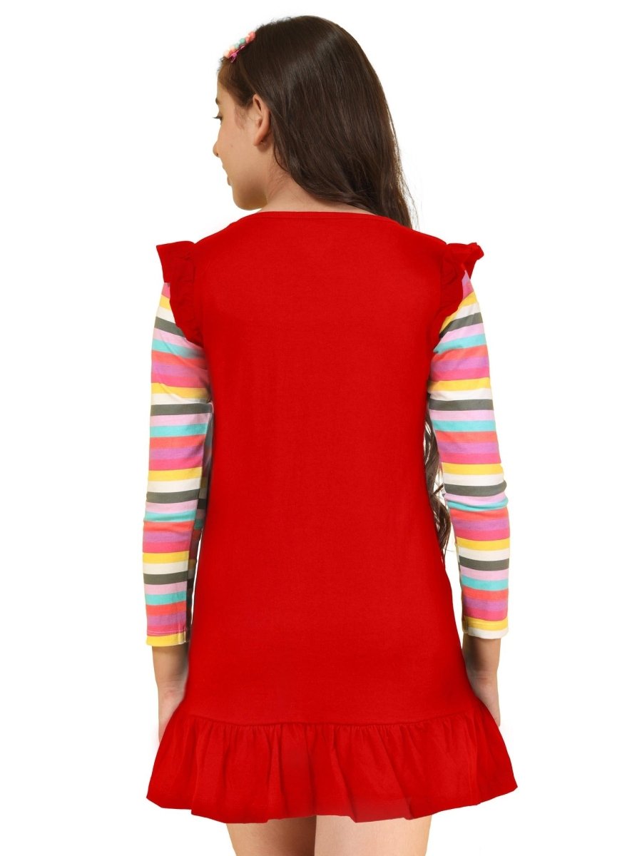 Girls Sequin Butterfly Full Sleeve Top | Red - KYDA ONLINE STORE